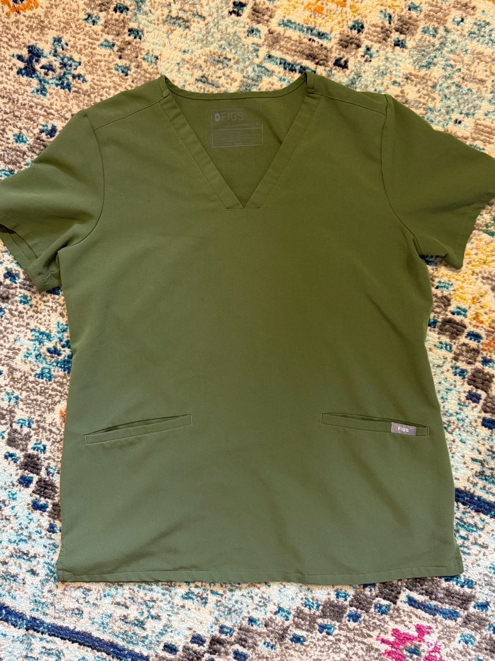 FIGS Women’s Olive Green V-Neck Scrub Top
